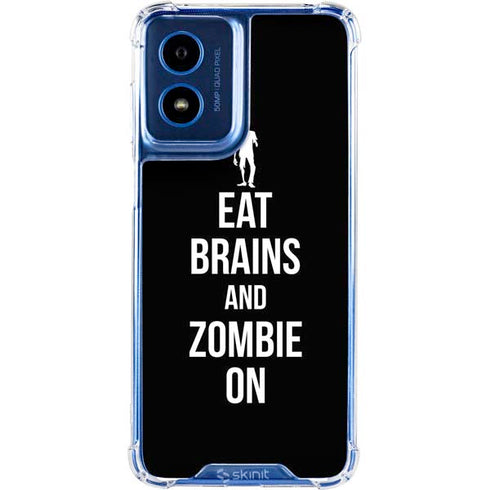Eat Brains and Zombie On Black Moto G 5G (2024) Clear Case