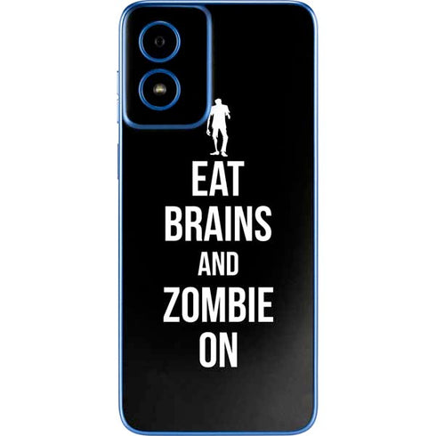 Eat Brains and Zombie On Black Moto G Play 4G (2024) Skin