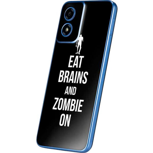 Eat Brains and Zombie On Black Moto G Play 4G (2024) Skin