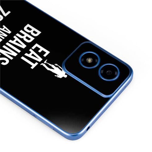 Eat Brains and Zombie On Black Moto G Play 4G (2024) Skin