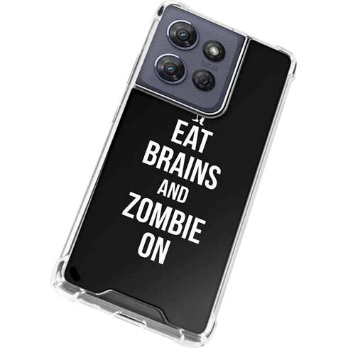 Eat Brains and Zombie On Black Moto G Play 5G (2025) Clear Case