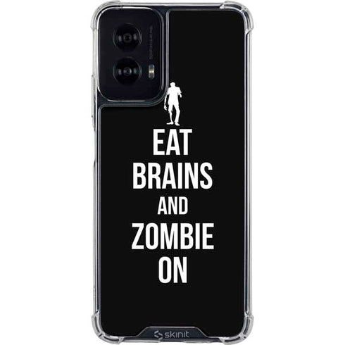 Eat Brains and Zombie On Black Moto G Power 5G (2024) Clear Case