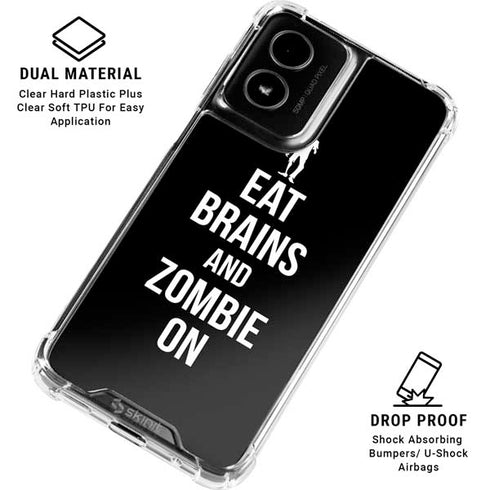 Eat Brains and Zombie On Black Moto G Power 5G (2024) Clear Case