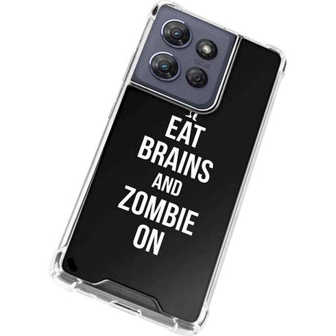 Eat Brains and Zombie On Black Moto G Power 5G (2025) Clear Case