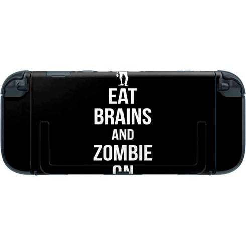 Eat Brains and Zombie On Black Nintendo Switch 2 (2025) with Joy-Con Skin