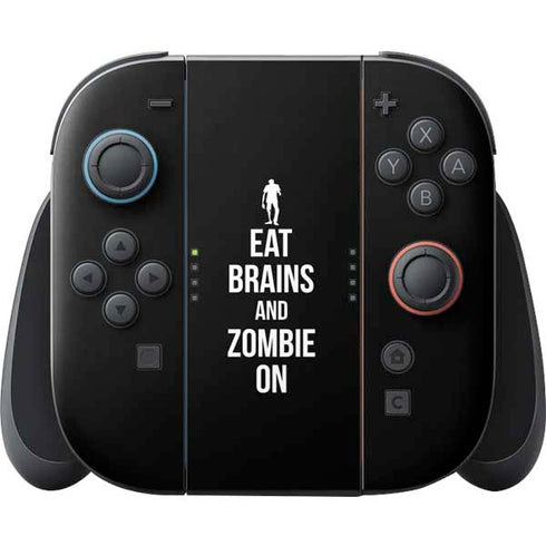 Eat Brains and Zombie On Black Nintendo Skins