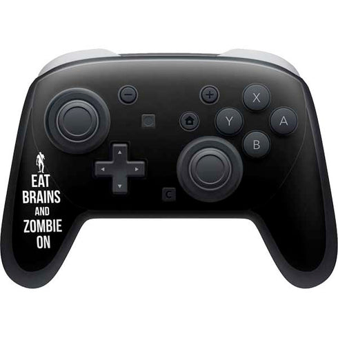 Eat Brains and Zombie On Black Nintendo Switch 2 (2025) Pro Controller Skin