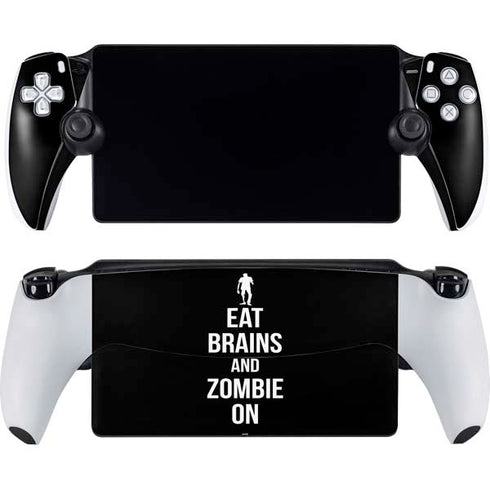 Eat Brains and Zombie On Black PlayStation Portal Remote Player Skin