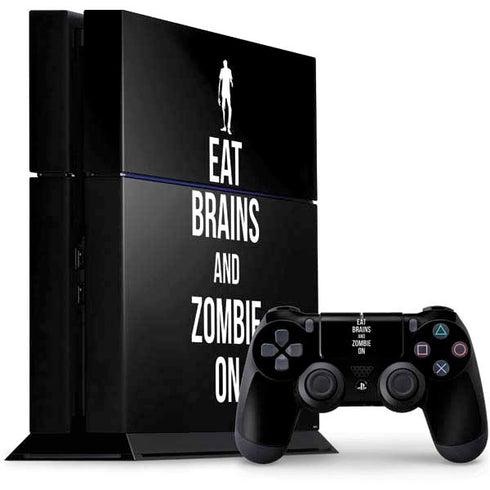 Eat Brains and Zombie On Black PlayStation PS4 Skins