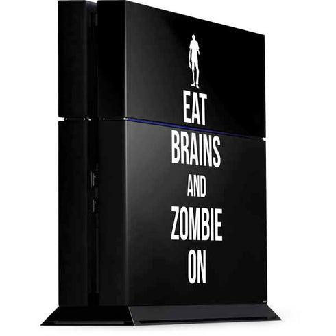 Eat Brains and Zombie On Black PlayStation PS4 Skins