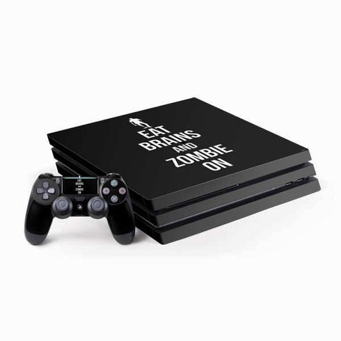 Eat Brains and Zombie On Black PlayStation PS4 Skins