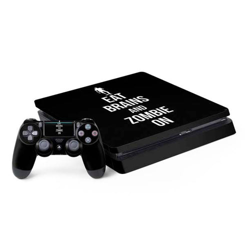 Eat Brains and Zombie On Black PlayStation PS4 Skins