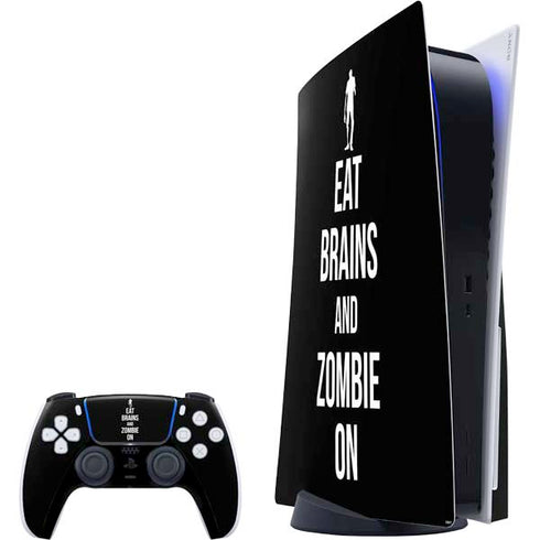 Eat Brains and Zombie On Black PlayStation PS5 Skins