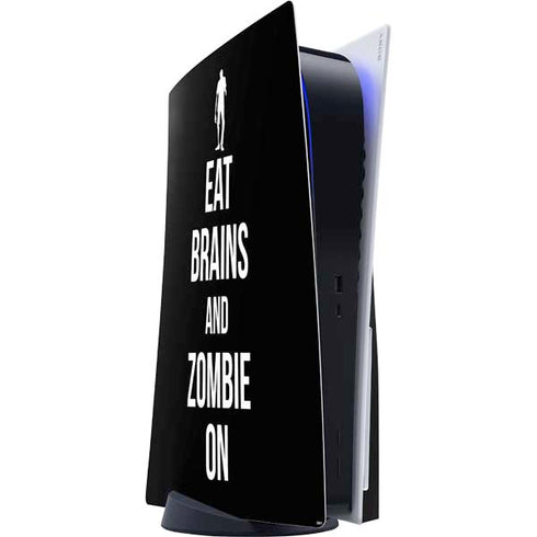 Eat Brains and Zombie On Black PlayStation PS5 Skins