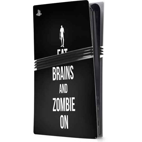 Eat Brains and Zombie On Black PS5 Pro Console Skin