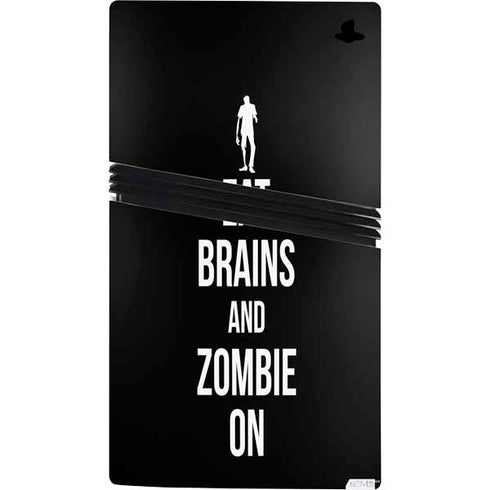 Eat Brains and Zombie On Black PS5 Pro Console Skin