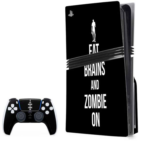 Eat Brains and Zombie On Black PlayStation PS5 Skins