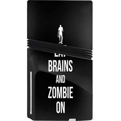 Eat Brains and Zombie On Black PS5 Pro Disk Console Skin