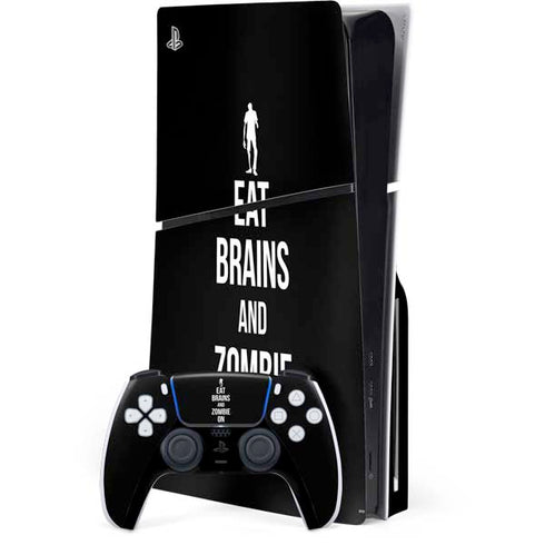 Eat Brains and Zombie On Black PlayStation PS5 Skins