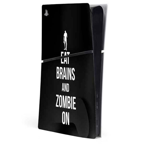 Eat Brains and Zombie On Black PlayStation PS5 Skins