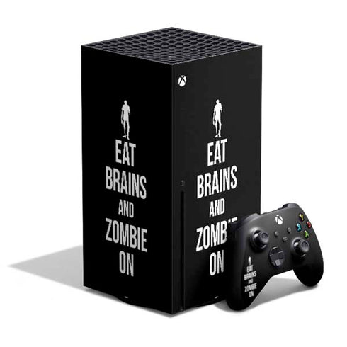 Eat Brains and Zombie On Black Xbox Series X Bundle Skin