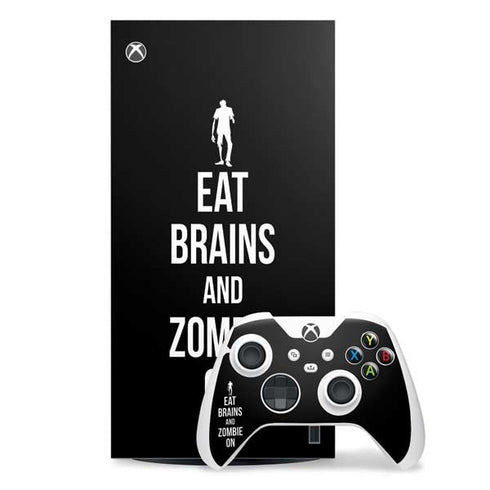 Eat Brains and Zombie On Black Xbox Series X Skins