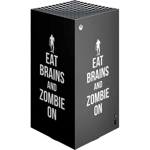 Eat Brains and Zombie On Black XBox Series X Digital Edition Console Skin