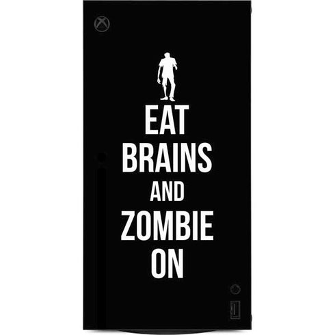 Eat Brains and Zombie On Black XBox Series X Digital Edition Console Skin