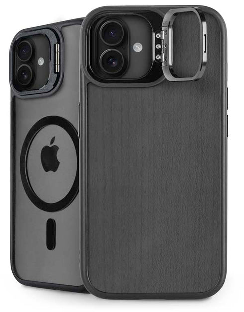 Ebony Wood iPhone 16 Plus Kickstand Case