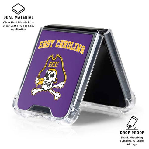 East Carolina University ECU Pirates Logo Galaxy Z Flip7 Clear Case
