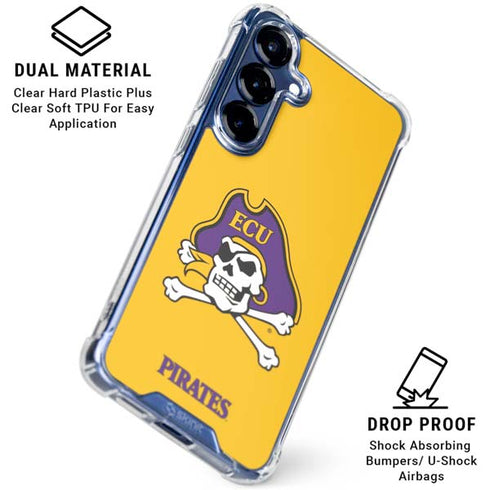 East Carolina University ECU Pirates Logo Yellow Galaxy S25 FE Clear Case