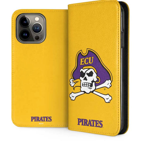 East Carolina University ECU Pirates Logo Yellow iPhone 13 Pro Max Folio Case