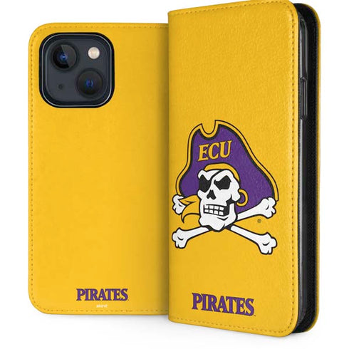 East Carolina University ECU Pirates Logo Yellow iPhone 14 Folio Case