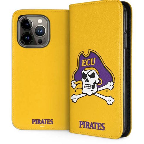 East Carolina University ECU Pirates Logo Yellow iPhone 14 Pro Folio Case