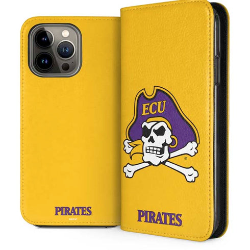 East Carolina University ECU Pirates Logo Yellow iPhone 14 Pro Max Folio Case