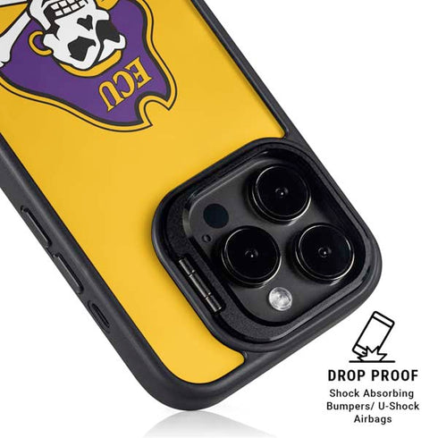 East Carolina University ECU Pirates Logo Yellow iPhone 15 Pro Kickstand Case