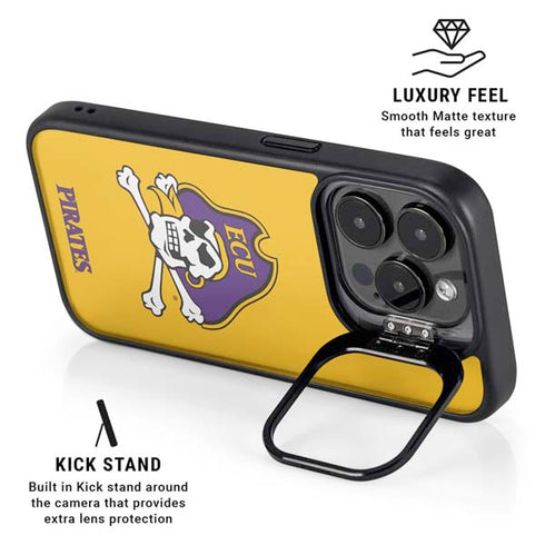 East Carolina University ECU Pirates Logo Yellow iPhone 15 Pro Max Kickstand Case