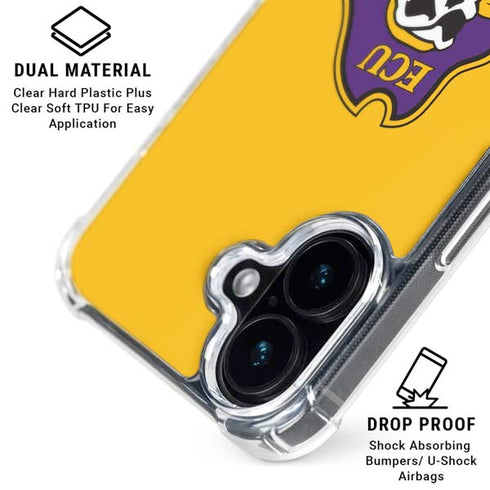 East Carolina University ECU Pirates Logo Yellow iPhone 16 Clear Case