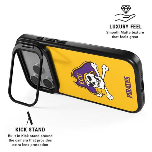 East Carolina University ECU Pirates Logo Yellow iPhone 17 Pro Kickstand Case