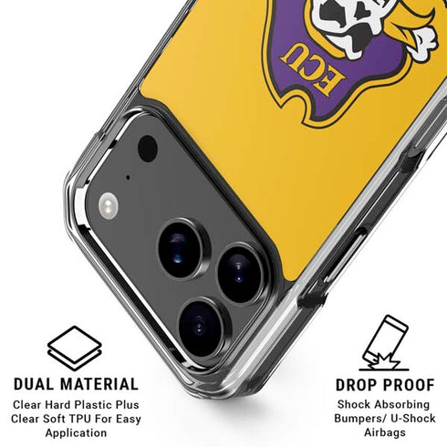 East Carolina University ECU Pirates Logo Yellow iPhone 18 Pro Clear Case