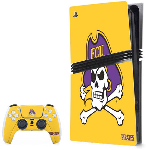 East Carolina University ECU Pirates Logo Yellow PS5 Pro Bundle Skin