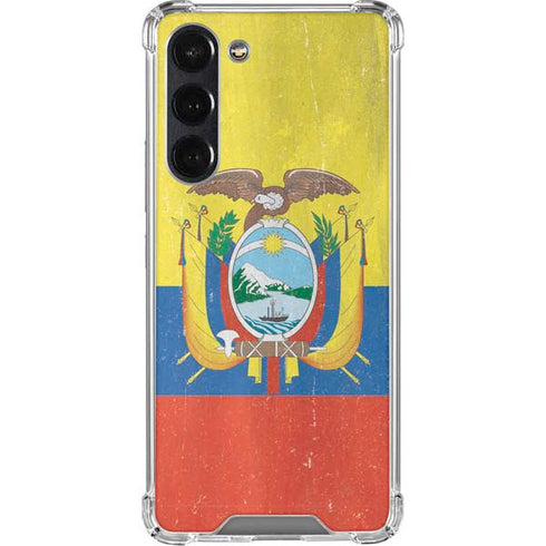 Ecuador Flag Distressed Galaxy S24 FE Clear Case