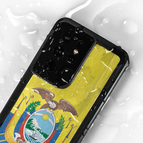 Ecuador Flag Distressed Galaxy S24 Ultra Waterproof Case