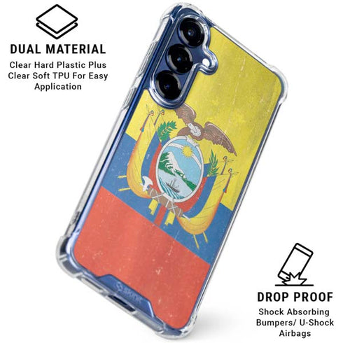 Ecuador Flag Distressed Galaxy S25 Clear Case