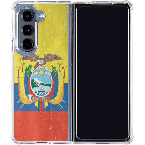 Ecuador Flag Distressed Galaxy Z Fold5 5G Clear Case
