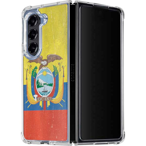 Ecuador Flag Distressed Galaxy Z Fold5 5G Clear Case