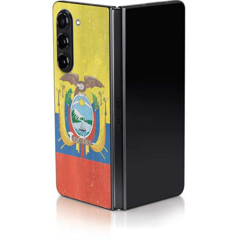 Ecuador Flag Distressed Galaxy Z Fold5 5G Skin