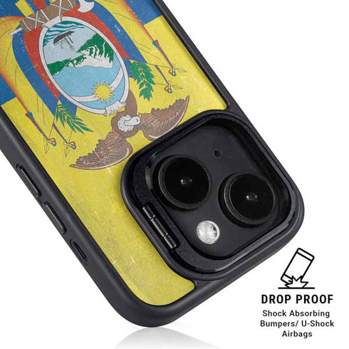 Ecuador Flag Distressed iPhone 14 Kickstand Case