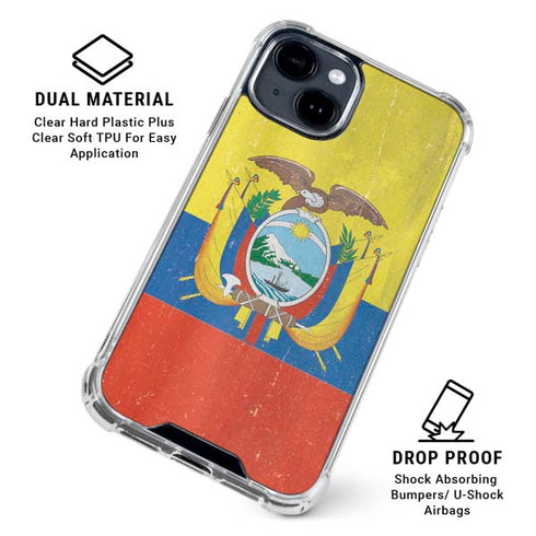 Ecuador Flag Distressed iPhone 15 Clear Case