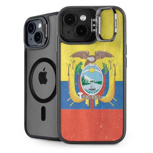 Ecuador Flag Distressed iPhone 15 Kickstand Case
